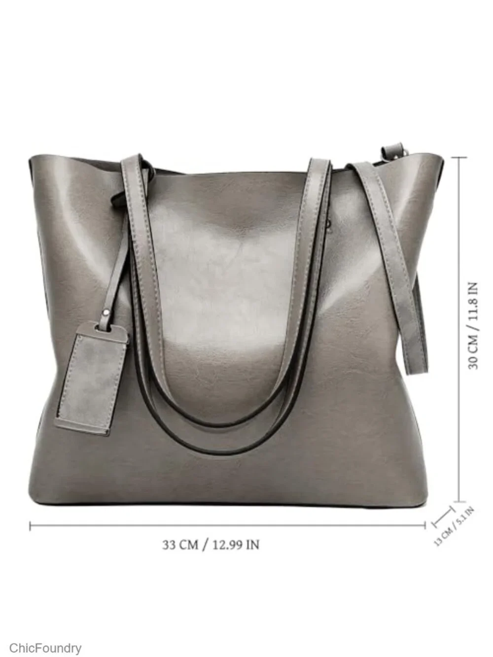Vegan Leather Tote Satchel Handbag w/ Removable Shoulder Strap, 2 Compartments,